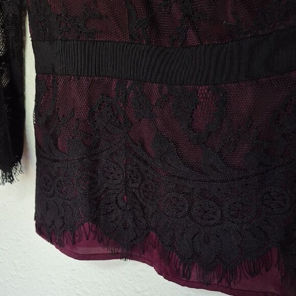 Ann Taylor Purple and Black Lace Blouse Size 2 - Picture 8 of 15